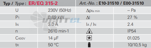 Rosenberg ER 315-2 - описание, технические характеристики, графики